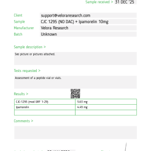 cjc 1295 no dac ipamorelin results CJC-1295 + 5mg/5mg — Lab Tested I was recently interviewed Size:75 Sgels P0105_7D_medicube