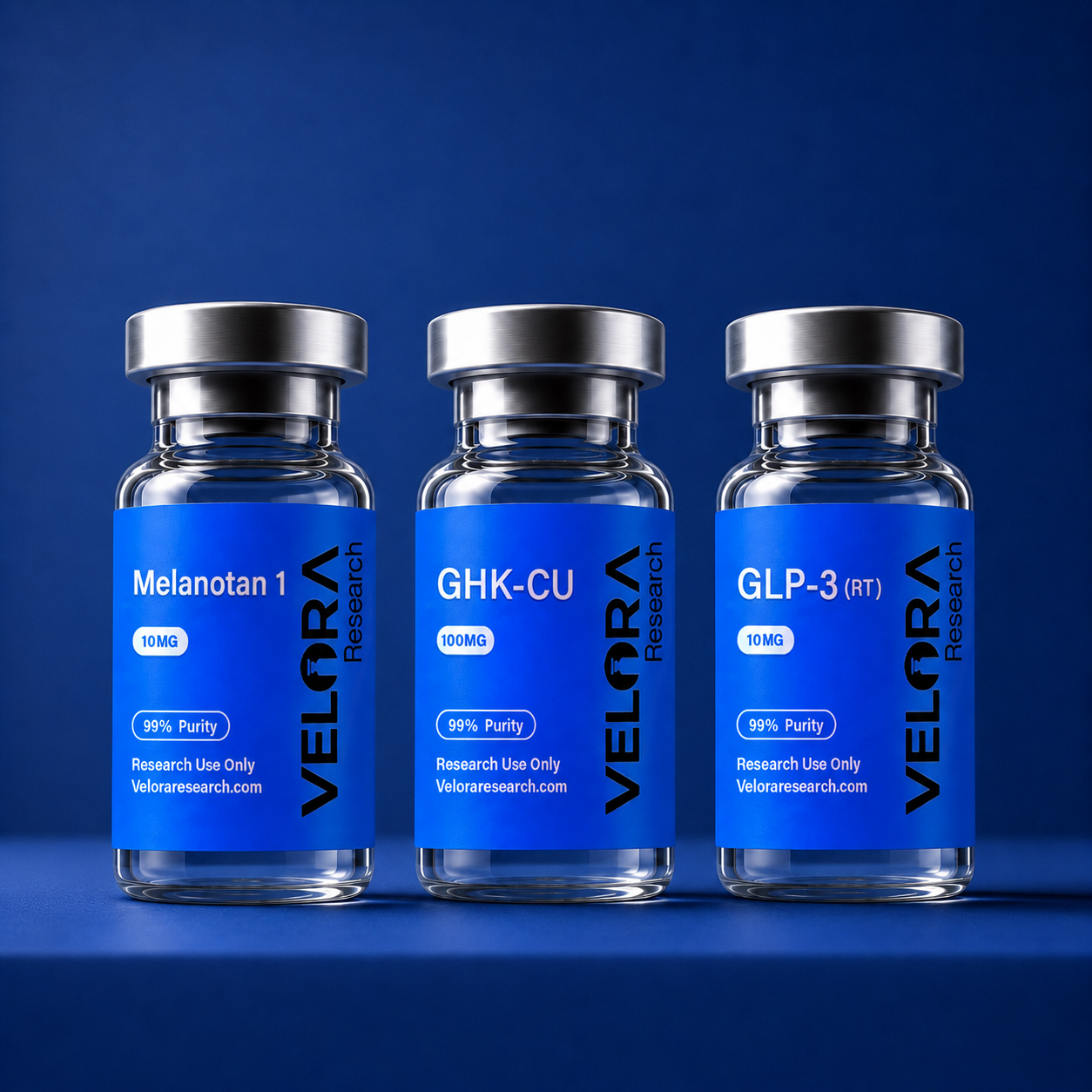 Bundle of 3 : GLP-3 RT (10 MG), Melatonin 1 (10 MG), GHK-CU (100MG)